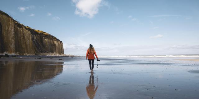 Photographe sur la plage de Varengeville-sur-Mer