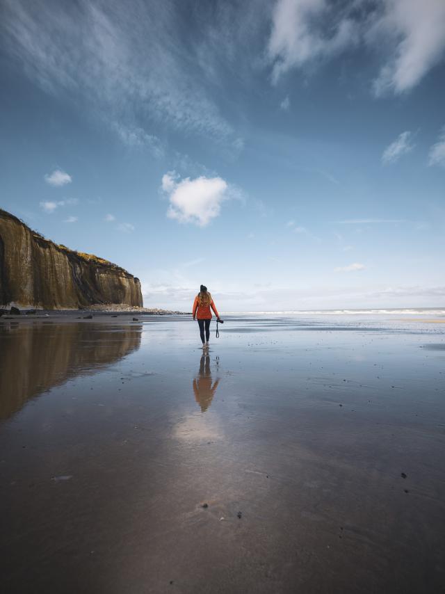 Photographe sur la plage de Varengeville-sur-Mer