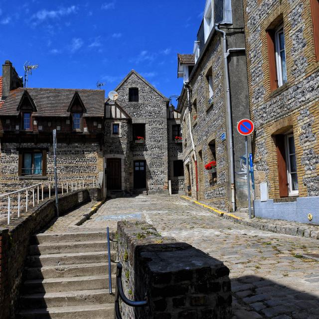 Maisons typiques de pêcheur, en grès et en silex, dans le quartier du Pollet à Dieppe