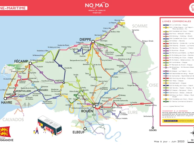 Carte du réseau de bus Nomad en Seine-Maritime